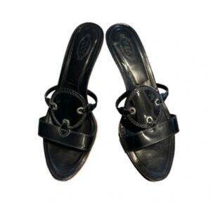 Tods Kitten Heels Slides in Blue Sz 11